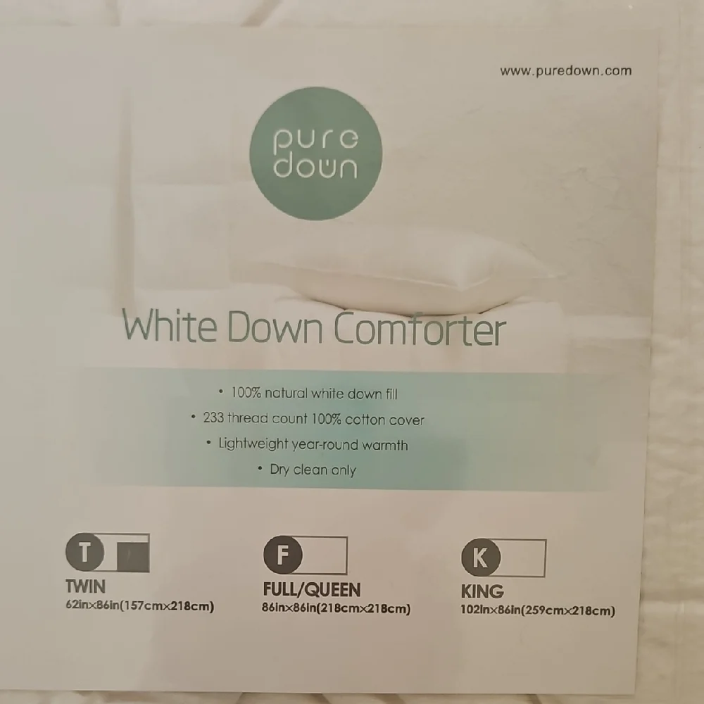 2 x White Down Comforters, Twin, Pure Down